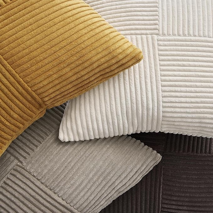 Topfinel Rustic Lightbrown Decorative Throw Pillow Covers,Soft Velvet Gold Brown Cushion Covers Set of 4 with Corduroy,Livingroom Pillows for Couch,Bed,Window Home Decor 16×16 Inch