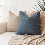Foindtower Pack of 2 Modern Textured Boucle Throw Pillow Covers Accent Solid Decorative Pillow Cases Cozy Woven Couch Cushion Case for Chair Sofa Bedroom Living Room Home Decor, 20 x 20 Inch,Blue