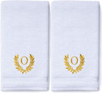 Decorative and Monogrammed Hand Towels for Bathroom Kitchen Makeup | Personalized Gift for Wedding-Bridal | Roman Font Custom Luxury Turkish Towel | Spa Collection, Oversized, 16 X 30 Inch, Set of 2