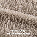 FUTEI Khaki Decorative Throw Pillow Covers 24x24 Inch Set of 2,Soft Fluffy Faux Feather Texture European Cushion Cases,Modern Home Luxury Decor for Couch Bed Living Room