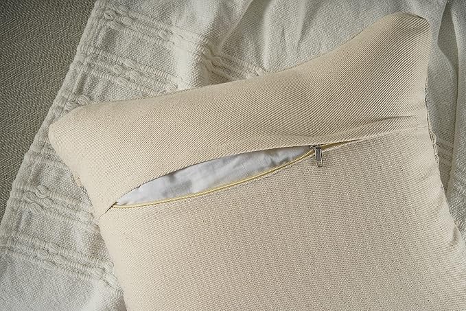 GRUHUM Throw Pillow Covers 18x18 Inch Set of 2 Boho Decorative Handwoven Fancy Tufted Cushion Case for Living Room Bedroom Sofa Couch Farmhouse Car Home Decor Cotton Comfy Square Modern 18"x18", Cream