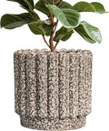 Ceramic Pots for Plants - 12 Inch Planter for Indoor Plants, Round Flower Pots with Drainage Hole, Large Ceramic Planter Outdoor, Porch Decor, Housewarming Gifts, Leopard Print White