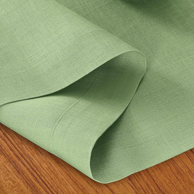 D'Moksha Homes Linen Sage Green Table Runner 132 Inches Long - 100% Pure Linen Extra Long Table Runner 14 x 132 Inch for Fall, Autumn and Halloween - Machine Washable