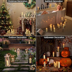 Outdoor Candles with Timer Waterproof: Set of 12 2.2''×4'' 5'' 6'' 7'' Flameless LED Pillar Candles with Remote Battery Candles Flicking Ivory for Fireplace Christmas Patio Wedding Centerpieces