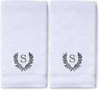 Decorative and Monogrammed Hand Towels for Bathroom Kitchen Makeup | Personalized Gift for Wedding-Bridal | Roman Font Custom Luxury Turkish Towel | Spa Collection, Oversized, 16 X 30 Inch, Set of 2