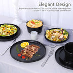 Herogo 18 Pieces Stoneware Dinnerware Sets for 6, Dinner Plates and Bowls Set, Reactive Glaze Dishes for Kitchen, Chip Resistant, Microwave & Dishwasher Safe, Matte Black