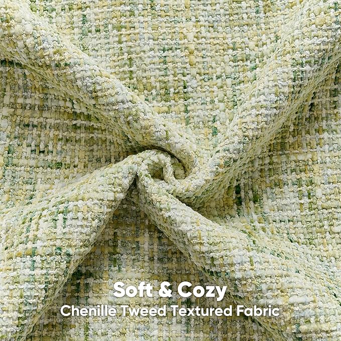 HAUSSY Creen Throw Pillow Covers 18x18 Set of 2 Chenille Tweed Textured Decorative Couch Lumbar Pillow Covers Neutral Modern Pillow Cases for Sofa Bed Living Room Decor