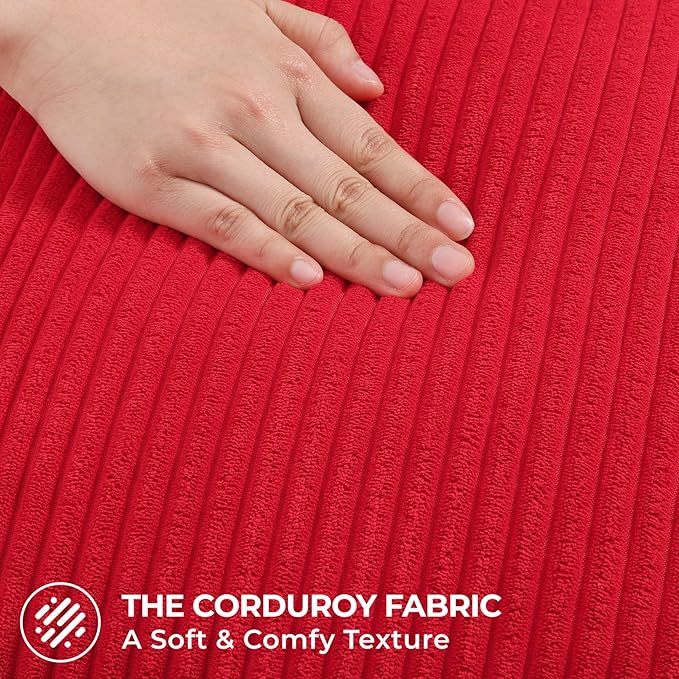 Mecatny Christmas Decorative Corduroy Throw Pillow Covers 24x24 Set of 2 for Sofa Living Room, Soft Neutral Boho Couch Pillow Covers for Home Decor, Red