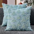 Christmas Pillow Covers 18x18 inch Set of 2 Soft Plush Faux Fur Christmas Decor Blue Xmax Tree Yellow Colored Lights Decoration Throw Pillow Case for Winter Holiday Sofa Living Room PT003F18