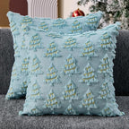 Christmas Pillow Covers 18x18 inch Set of 2 Soft Plush Faux Fur Christmas Decor Blue Xmax Tree Yellow Colored Lights Decoration Throw Pillow Case for Winter Holiday Sofa Living Room PT003F18