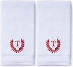 Decorative and Monogrammed Hand Towels for Bathroom Kitchen Makeup | Personalized Gift for Wedding-Bridal | Roman Font Custom Luxury Turkish Towel | Spa Collection, Oversized, 16 X 30 Inch, Set of 2