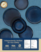 Ceramic Dinnerware Sets, Microwave Safe Plates and Bowls Sets, Kitchen Dishes Set for 4, Unbreakable & Dishwasher Safe Tableware, Everyday Use, Starry Blue