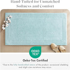 Madison Park Splendor Reversible 100% Cotton Tufted Bathroom Rug-3000 GSM Hotel Quality Luxurious Plush Medium Pile Bath Mat Absorbent, Quick Dry, Shower Room Décor, 20x30 Blue