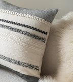 Boho Throw Pillow Covers 18x18 Inch Set of 2, Black Textured Decorative Couch Pillow Cases for Farmhouse Home Decor, Accent Cushion Cover for Sofa, Bed, Living Room, Bedroom