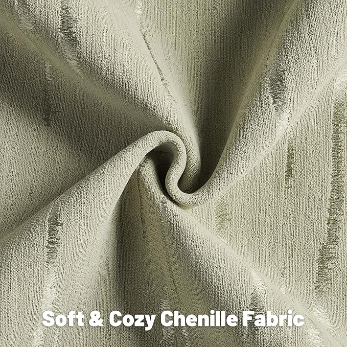 FUTEI Olive Green Chenille Decorative Throw Pillow Covers 18x18 Inch Set of 2,Soft Embossed Striped Textured Cushion Case,Modern Home Decor for Couch Bed Living Room