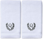 Decorative and Monogrammed Hand Towels for Bathroom Kitchen Makeup | Personalized Gift for Wedding-Bridal | Roman Font Custom Luxury Turkish Towel | Spa Collection, Oversized, 16 X 30 Inch, Set of 2