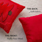 DFXSZ Christmas Pillow Covers 20x20 Red Big Christmas Tree Decoration Soft Plush Faux Fur Jacquard Throw Pillows for Bedroom Sofa Holiday Festivals Winter Home Decor PTK068B20