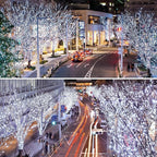 Solar String Lights Outdoor Waterproof 4PK 400LED 132FT Twinkle Lights Auto On/Off Solar Powered LED Fairy Light Green Wire with 8 Modes for Christmas Tree Party Wedding Garden Decoration (Cool White)