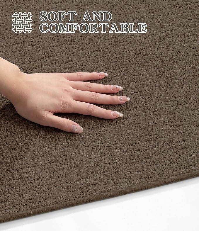 chakme Bathroom Rugs Mat 36x24, Ultra Thin Non Slip Bath Mat Quick Dry Absorbent Bath Mat for Bathroom Floor, (Coffee, 36"x24")