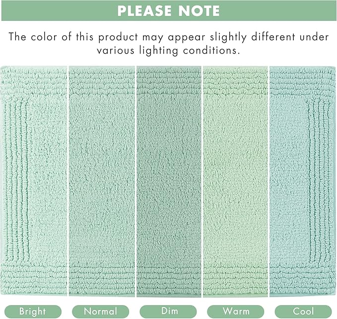 Madison Park Splendor Reversible 100% Cotton Tufted Bathroom Rug-3000 GSM Hotel Quality Luxurious Plush Medium Pile Bath Mat Absorbent, Quick Dry, Shower Room Décor, 24x36 Green