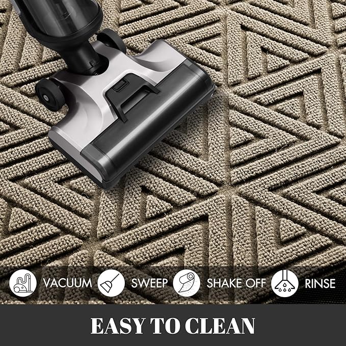 Yimobra Outdoor Mats for Front Door, Stops Mud & Dirt at Entrance, Fits Garage & Patio, All-Weather Waterproof Non Slip Outdoor Indoor Welcome Mat, 29.5x17 Beige