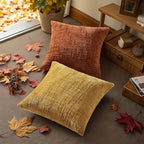 decorUhome Fall Rust Chenille Throw Pillow Covers 12x20 Set of 2 Thick Textured Slubby Couch Pillow Covers Farmhouse Accent Modern Neutral Decorative Pillow Cases for Bed Sofa Living Room