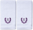 Decorative and Monogrammed Hand Towels for Bathroom Kitchen Makeup | Personalized Gift for Wedding-Bridal | Roman Font Custom Luxury Turkish Towel | Spa Collection, Oversized, 16 X 30 Inch, Set of 2