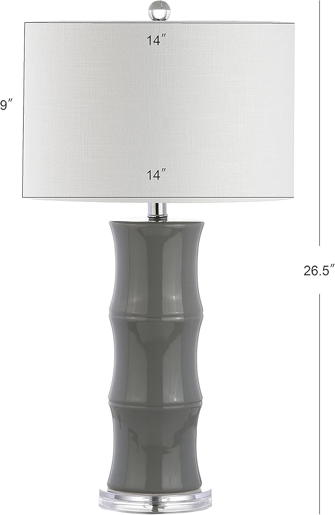 JONATHAN Y JYL3015B Tiki 26.5" Ceramic LED Table Lamp Contemporary Traditional Bedside Desk Nightstand Lamp for Bedroom Living Room Office College Bookcase LED Bulb Included, Gray