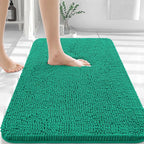 OLANLY Bathroom Rugs 36x24, Extra Soft Absorbent Chenille Bath Rugs, Rubber Backing Quick Dry, Machine Washable Bath Mats for Bathroom Floor, Tub and Shower, Home Decor Accessories, Emerald