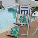 DFXSZ Dark Blue Green Outdoor Pillow Covers 16X16 Inch Set of 2 Spring Teal Flower Pillow Case Outdoor Waterproof Decor for Patio Funiture Garden Polyester pillowcovers 002D16