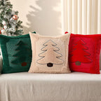 DFXSZ Christmas Pillow Covers 20x20 Beige Big Christmas Tree Decoration Soft Plush Faux Fur Jacquard Throw Pillows for Bedroom Sofa Holiday Festivals Winter Home Decor PTK068C20