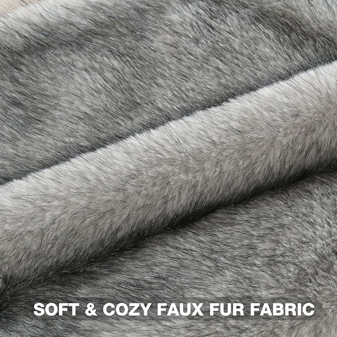 FUTEI White Decorative Throw Pillow Covers 18x18 Inch Set of 2,Soft Faux Raccoon Fur Textured Cushion Case,Modern Home Luxurious Decor for Couch Bed Living Room
