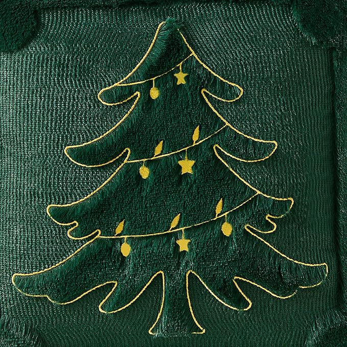 DFXSZ Christmas Pillow Covers 18x18 Yellow Star Light Green Christmas Tree Decoration Soft Plush Faux Fur Jacquard Throw Pillows for Bedroom Sofa Holiday Festivals Winter Home Decor PTK067A18
