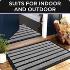 ubdyo 2 Pack Heavy Duty Door Mat Outdoor Entrance - Muddy Dirt Trapping Outdoor Mats - Low Pile Front Door Mat Outside Entrance - Anti Slip Indoor Doormat - Patio, Porch - 30'' x 17'', Bright Black