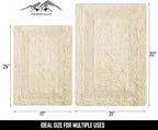 Bathroom Rugs Set 2 Piece Light Yellow Cotton Tufted Reversible Washable Bath Mats for Bathroom Floor| Quick Dry Bathroom Mat for Tub Spa Shower Toilet| Entry Way Door Mats|21x32 & 17x24 Inches