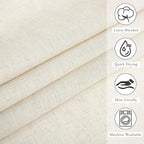 KGORGE Natural Linen Shower Curtain for Bathroom - Linen Blend Button Hole Semi Sheer Lightweight Waterproof Shower Curtains for Bathtub, 72 x 72 inches Long, Hooks Included