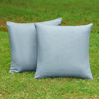 NiNi ALL Pack of 2 Decorative Outdoor Waterproof Pillow Covers Square Garden Linen Textured Cushion Sham Throw Pillowcase Set of 2 for Patio Farmhouse Garden Tent Couch 22x22 Inch Light Blue