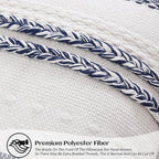 Decorative Boho Navy Blue Pillow Covers Set of 2-20x20 Inch Farmhouse Accent Striped Boho Throw Pillows Neutral Coastal Textured Square Pillowcase for Couch Living Room Bed Sofa, Home Decor