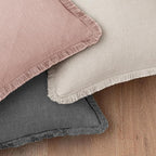 Woaboy Decorative Linen Fringe Throw Pillow Covers Boho Farmhouse Soft Cushion Covers Accent Pillowcases with Tassels for Living Room Couch Sofa Bed Chair,18x18 Inch Set of 2,Light Pink
