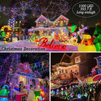 KNONEW 403FT 1000 LED Christmas Lights Outdoor String Lights 8 Modes & Timer Fairy Light Plug in Waterproof LED String Lights for Xmas Yard Tree Wedding Party Holiday Decorations (Multicolor)