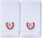 Decorative and Monogrammed Hand Towels for Bathroom Kitchen Makeup | Personalized Gift for Wedding-Bridal | Roman Font Custom Luxury Turkish Towel | Spa Collection, Oversized, 16 X 30 Inch, Set of 2