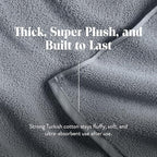Brooklinen Super-Plush Turkish Cotton Bath Sheets Set - 2 Bath Sheets + 2 Hand Towels Cotton, 820 GSM, Highly Absorbent, Machine Washable, Perfect for Home & Bathroom (Smoke Grey)