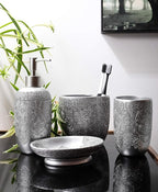 Hymmah Bathroom Accessories Set,Toothbrush Holder,Farmhouse Bathroom Decor,4 Pcs Resin Gift Set Apartment Necessities, Contain Toothbrush Cup,Soap Dispenser,Soap Dish,Tumbler
