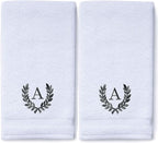Decorative and Monogrammed Hand Towels for Bathroom Kitchen Makeup | Personalized Gift for Wedding-Bridal | Roman Font Custom Luxury Turkish Towel | Spa Collection, Oversized, 16 X 30 Inch, Set of 2