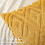 decorUhome Couch Throw Pillow Covers 12x20 Set of 2, Decorative Soft Plush Faux Wool Lumbar Neutral Accent Pillow Covers for Bed Sofa Living Room, Mustard Yellow