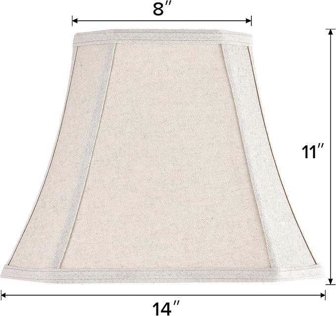 GO&SO Square Cut Corner Lampshade, 8x14x11 Inch Medium Table Lamp Shade Beige, Natural Fabric Handcrafted, Easy Assembly Required (Single) Living Room Floor Lamp Shades Replacement,Modern
