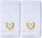 Decorative and Monogrammed Hand Towels for Bathroom Kitchen Makeup | Personalized Gift for Wedding-Bridal | Roman Font Custom Luxury Turkish Towel | Spa Collection, Oversized, 16 X 30 Inch, Set of 2