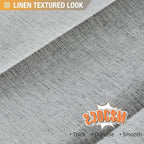 Jubilantex Folding Linen Shower Curtain for Bathroom Grey Waterproof Shower Curtain 1 Panel with 14 Metal Grommets and 1 Tie Back for Hotel,70"x70"