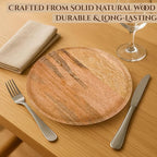 Alpha Living Home 13” Wooden Charger Plates - Set of 2, Handcrafted Round Rustic Dinnerware for Table Décor, Weddings, Thanksgiving, Parties, and Everyday Dining (Natural)