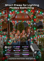 C9 Christmas Lights Outdoor, 66 FT 100 LED Connectable C9 String Lights with 8 Modes and Timer Xmas Tree Patio Roofline Garden Yard Holiday Party Indoor Outdoor Decoration, Red, Green and White